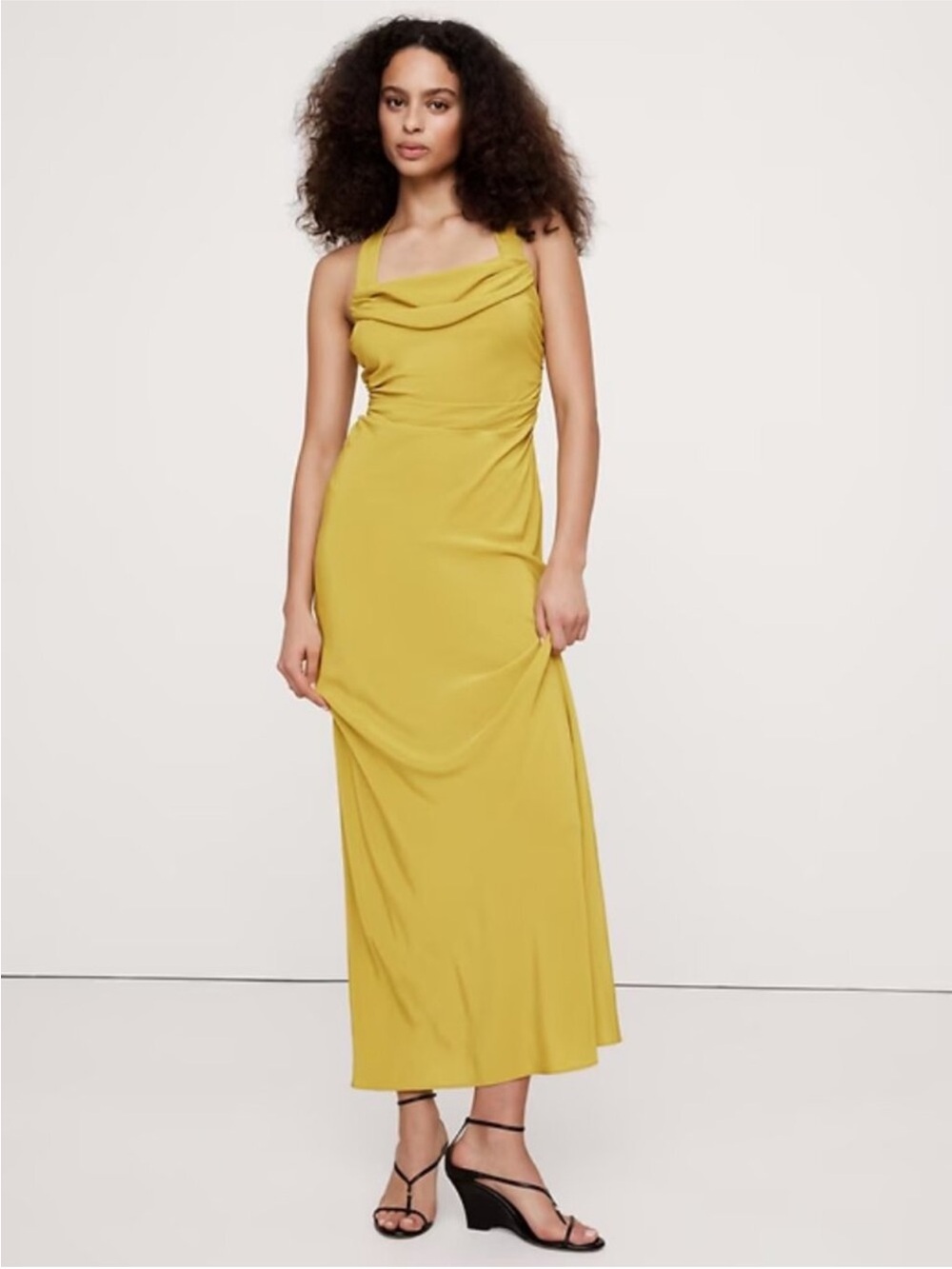 NWT! BANANA REPUBLIC MATTE SILK COWL-NECK BACKLESS MAXI DRESS - SIZE 10